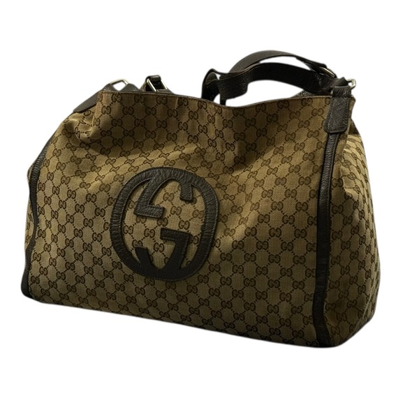 Gucci Handbags - GUCCI GG Supreme Canvas Extra Large Tote Vintage Leather Trim Italy